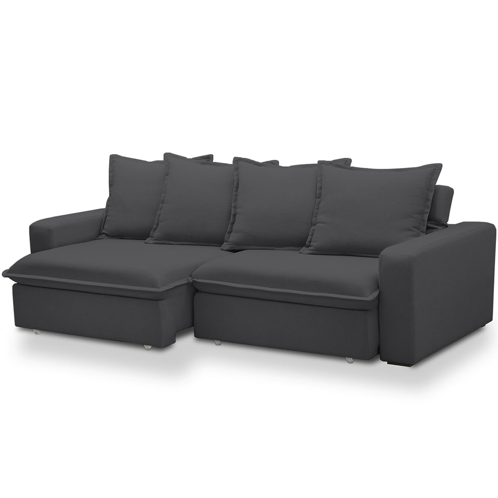 Sofá Retrátil Reclinável Para Sala de Estar Living 235cm Vêneto F04 Bouclê Grafite - Lyam Decor