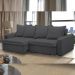 Sofá Retrátil Reclinável Para Sala de Estar Living 235cm Vêneto F04 Bouclê Grafite - Lyam Decor