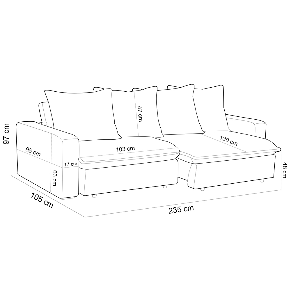 Sofá Retrátil Reclinável Para Sala de Estar Living 235cm Vêneto F04 Bouclê Grafite - Lyam Decor
