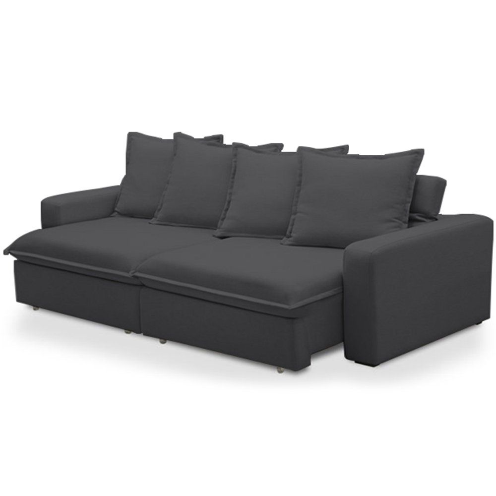 Sofá Retrátil Reclinável Para Sala de Estar Living 235cm Vêneto F04 Bouclê Grafite - Lyam Decor