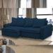 Sofá Retrátil Reclinável Para Sala de Estar Living 235cm Vêneto F04 Veludo Azul - Lyam Decor