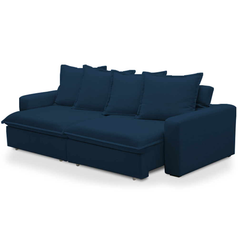 Sofá Retrátil Reclinável Para Sala de Estar Living 235cm Vêneto F04 Veludo Azul - Lyam Decor