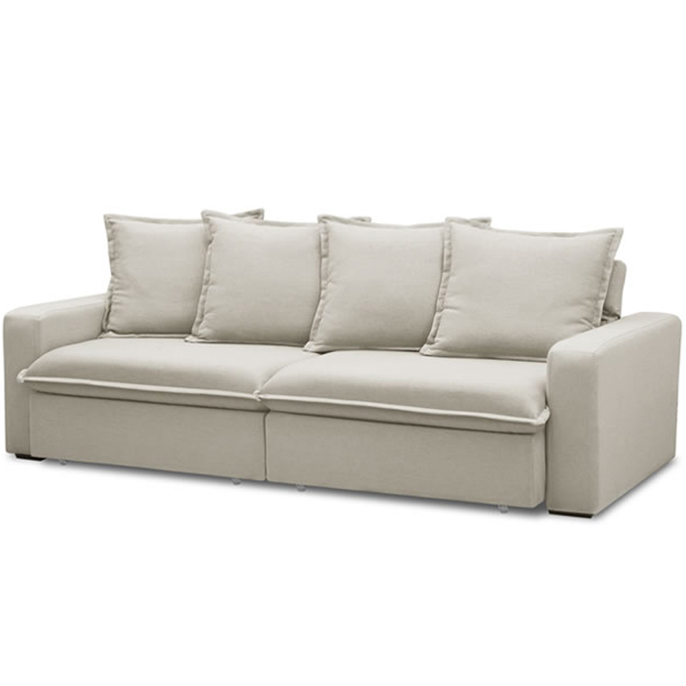 Sofá Retrátil Reclinável Para Sala de Estar Living 235cm Vêneto F04 Veludo Bege - Lyam Decor