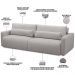 Sofá Retrátil Reclinável Para Sala de Estar Living 240cm Sevilha F04 Veludo Cinza - Lyam Decor