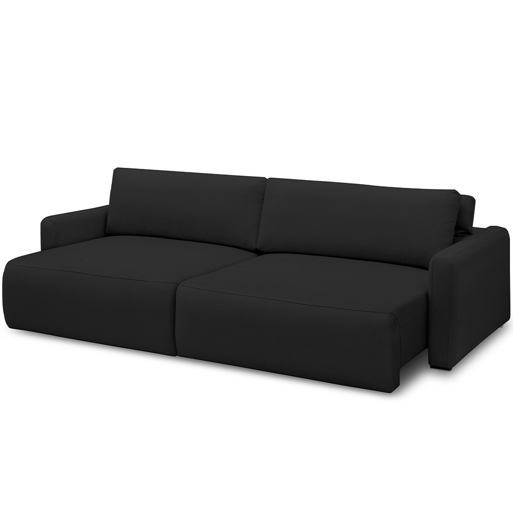 Sofá Retrátil Reclinável Para Sala de Estar Living 240cm Sevilha F04 Veludo Preto - Lyam Decor