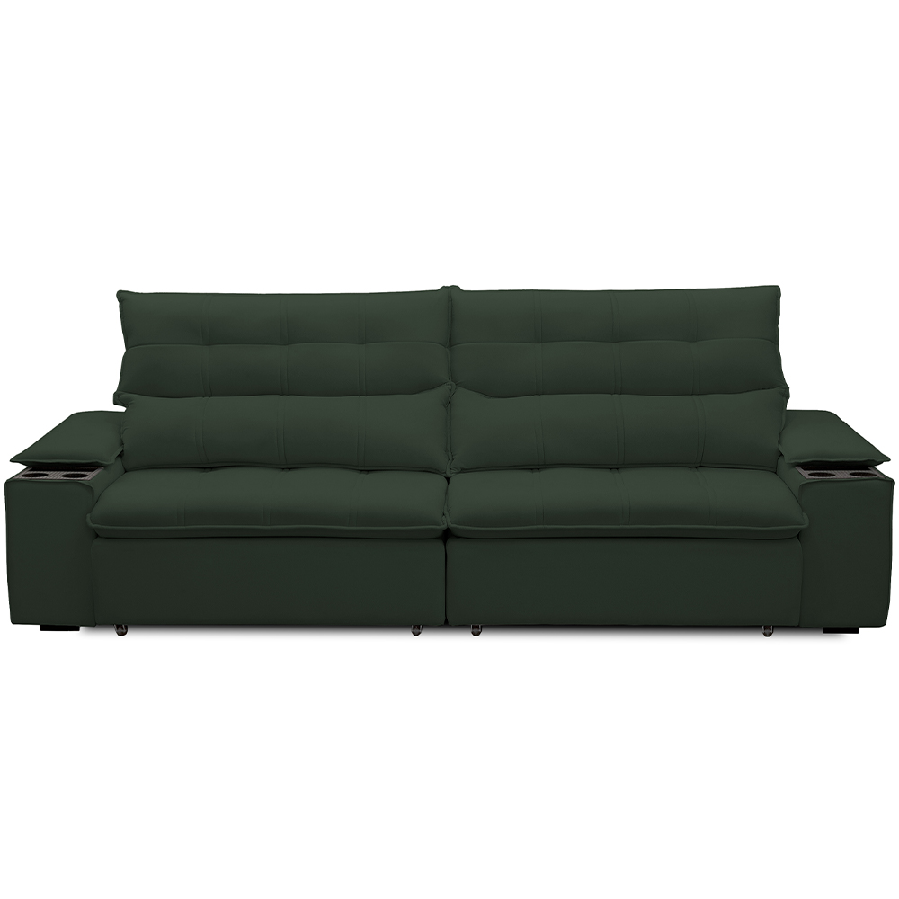 Sofá Retrátil Reclinável Para Sala de Estar Living 250cm Ártico F04 Veludo Verde - Lyam Decor