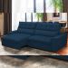 Sofá Retrátil Reclinável Para Sala de Estar Living 250cm Dimas F04 Veludo Azul - Lyam Decor