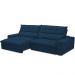 Sofá Retrátil Reclinável Para Sala de Estar Living 250cm Dimas F04 Veludo Azul - Lyam Decor