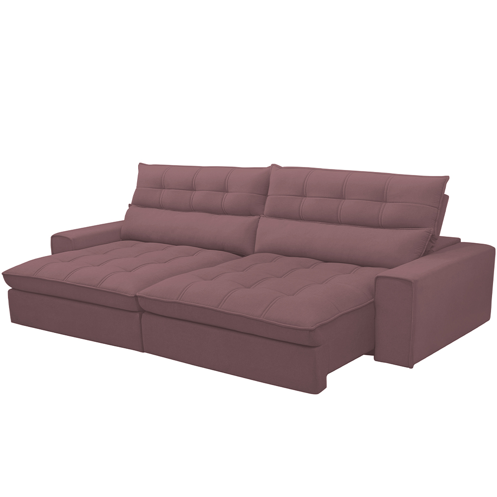 Sofá Retrátil Reclinável Para Sala de Estar Living 250cm Dimas F04 Veludo Lilás - Lyam Decor