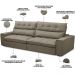 Sofá Retrátil Reclinável Para Sala de Estar Living 250cm Dimas F04 Veludo Marrom Claro - Lyam Decor