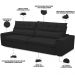 Sofá Retrátil Reclinável Para Sala de Estar Living 250cm Dimas F04 Veludo Preto - Lyam Decor