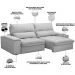 Sofá Retrátil Reclinável Para Sala de Estar Living 250cm Nápoles F04 Bouclê Cinza - Lyam Decor