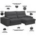 Sofá Retrátil Reclinável Para Sala de Estar Living 250cm Nápoles F04 Bouclê Grafite - Lyam Decor