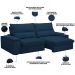 Sofá Retrátil Reclinável Para Sala de Estar Living 250cm Nápoles F04 Veludo Azul - Lyam Decor