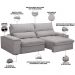 Sofá Retrátil Reclinável Para Sala de Estar Living 250cm Nápoles F04 Veludo Cinza - Lyam Decor