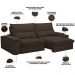 Sofá Retrátil Reclinável Para Sala de Estar Living 250cm Nápoles F04 Veludo Marrom - Lyam Decor