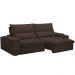 Sofá Retrátil Reclinável Para Sala de Estar Living 250cm Nápoles F04 Veludo Marrom - Lyam Decor