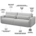 Sofá Retrátil Reclinável Para Sala de Estar Living 270cm Sevilha F04 Bouclê Cinza - Lyam Decor