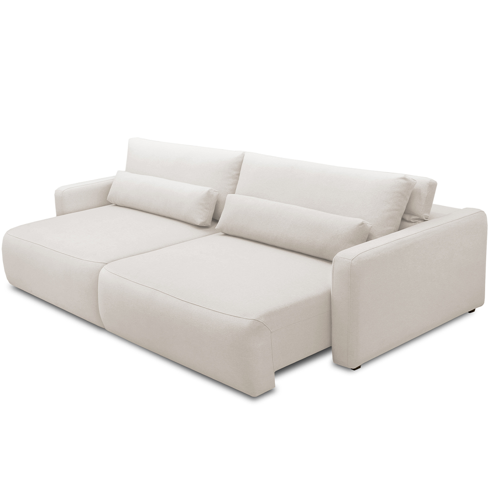Sofá Retrátil Reclinável Para Sala de Estar Living 270cm Sevilha F04 Bouclê Off White - Lyam Decor