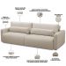 Sofá Retrátil Reclinável Para Sala de Estar Living 270cm Sevilha F04 Linho Bege - Lyam Decor