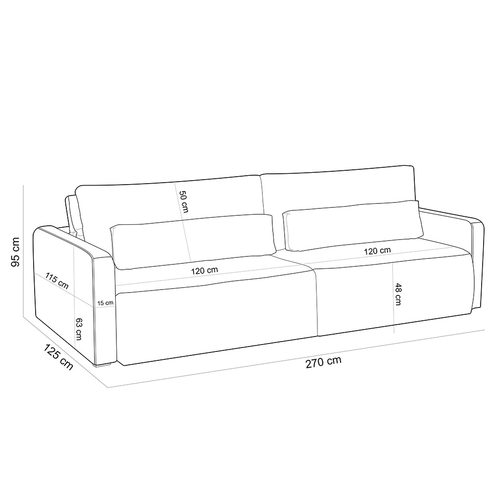Sofá Retrátil Reclinável Para Sala de Estar Living 270cm Sevilha F04 Linho Bege - Lyam Decor