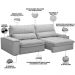 Sofá Retrátil Reclinável Para Sala de Estar Living 280cm Nápoles F04 Bouclê Cinza - Lyam Decor