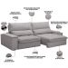 Sofá Retrátil Reclinável Para Sala de Estar Living 280cm Nápoles F04 Veludo Cinza - Lyam Decor