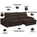 Sofá Retrátil Reclinável Para Sala de Estar Living 280cm Nápoles F04 Veludo Marrom - Lyam Decor