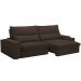 Sofá Retrátil Reclinável Para Sala de Estar Living 280cm Nápoles F04 Veludo Marrom - Lyam Decor