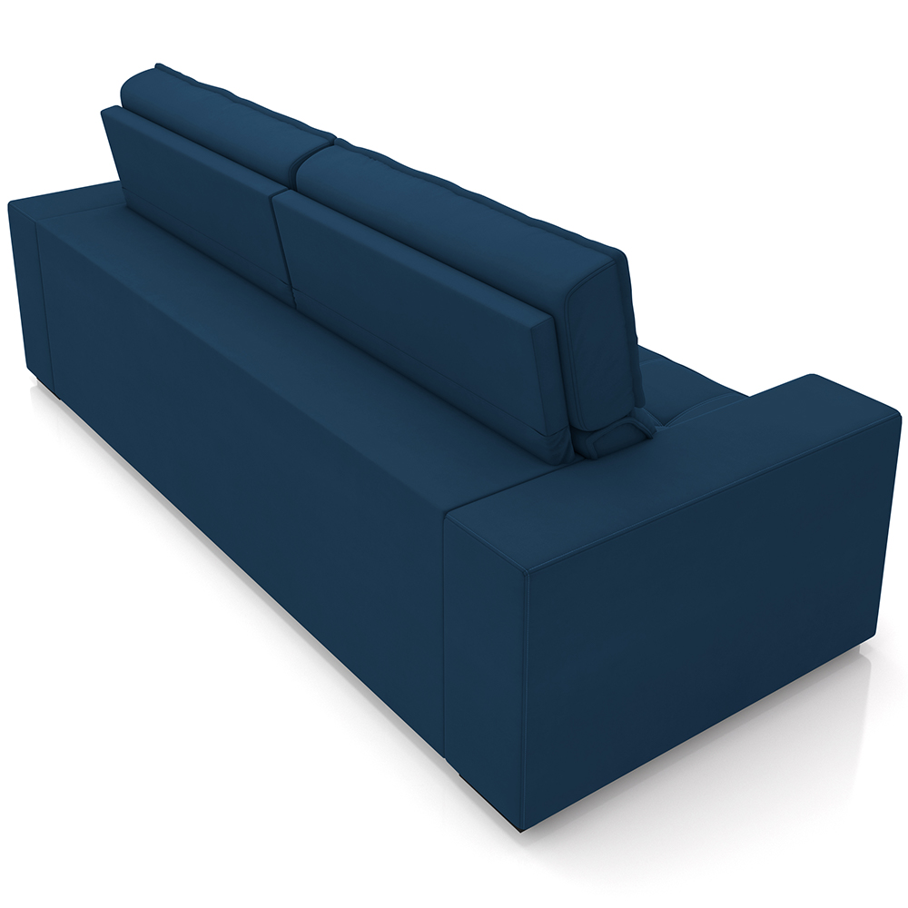 Sofá Retrátil Reclinável Para Sala de Estar Living 290cm Clara M03 Veludo Azul Marinho - Lyam Decor