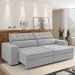 Sofá Retrátil Reclinável Para Sala de Estar Living 290cm Clara M03 Veludo Cinza - Lyam Decor
