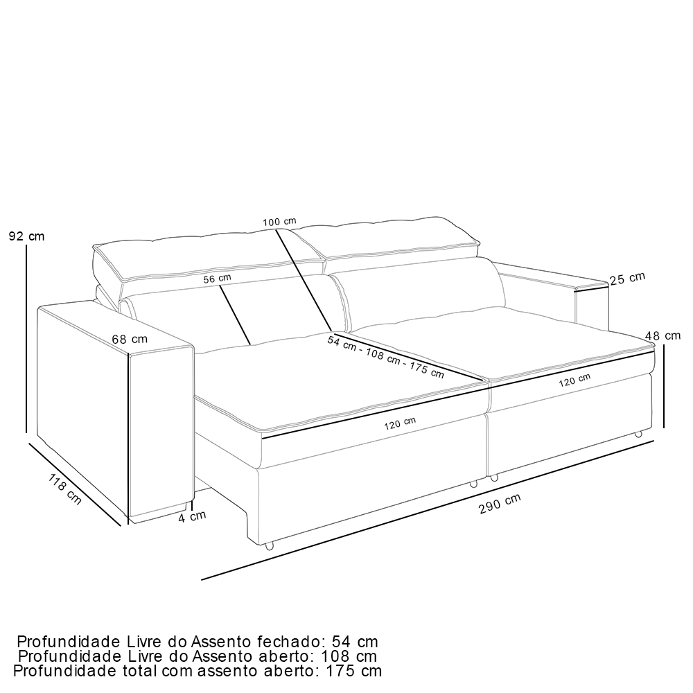 Sofá Retrátil Reclinável Para Sala de Estar Living 290cm Clara M03 Veludo Verde Musgo - Lyam Decor