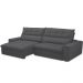 Sofá Retrátil Reclinável Para Sala de Estar Living 290cm Dimas F04 Bouclê Grafite - Lyam Decor