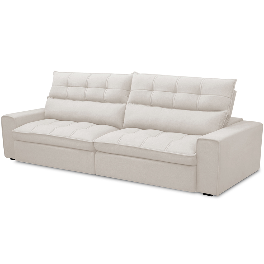 Sofá Retrátil Reclinável Para Sala de Estar Living 290cm Dimas F04 Bouclê Off White - Lyam Decor