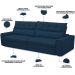 Sofá Retrátil Reclinável Para Sala de Estar Living 290cm Dimas F04 Veludo Azul - Lyam Decor