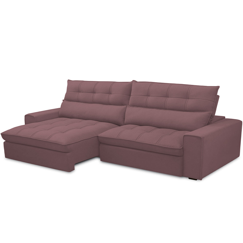 Sofá Retrátil Reclinável Para Sala de Estar Living 290cm Dimas F04 Veludo Lilás - Lyam Decor