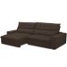 Sofá Retrátil Reclinável Para Sala de Estar Living 290cm Dimas F04 Veludo Marrom - Lyam Decor