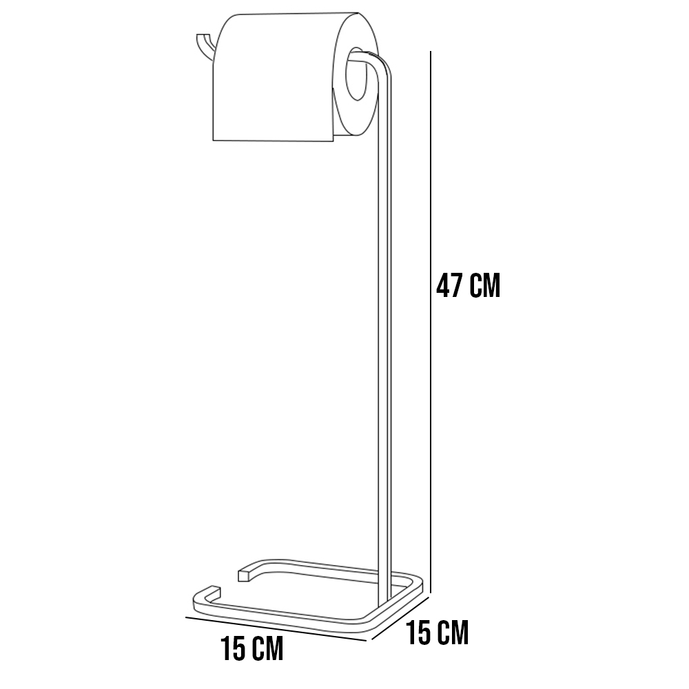 Suporte Papeleira De Chão Para Banheiro Lavabo Set Aço Multiuso D01 Preto Fosco - Lyam Decor