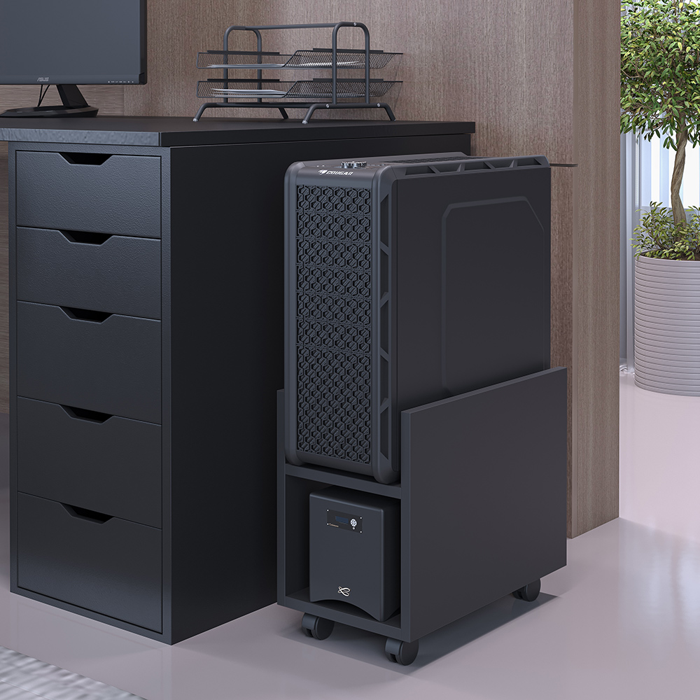 Suporte Para Cpu E Nobreak Com Rodízios Guide L03 Preto - Lyam Decor