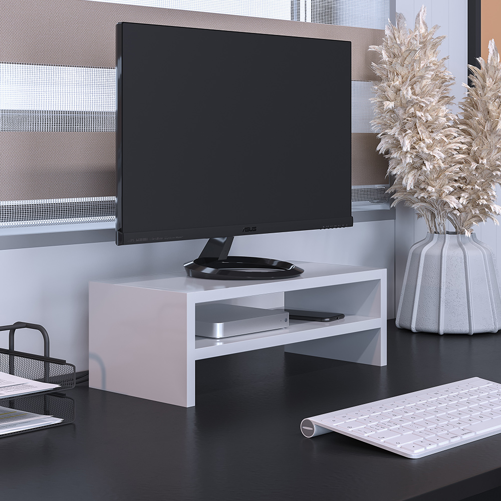 Suporte Para Monitor Stand Home Office Lap L03 Branco - Lyam Decor