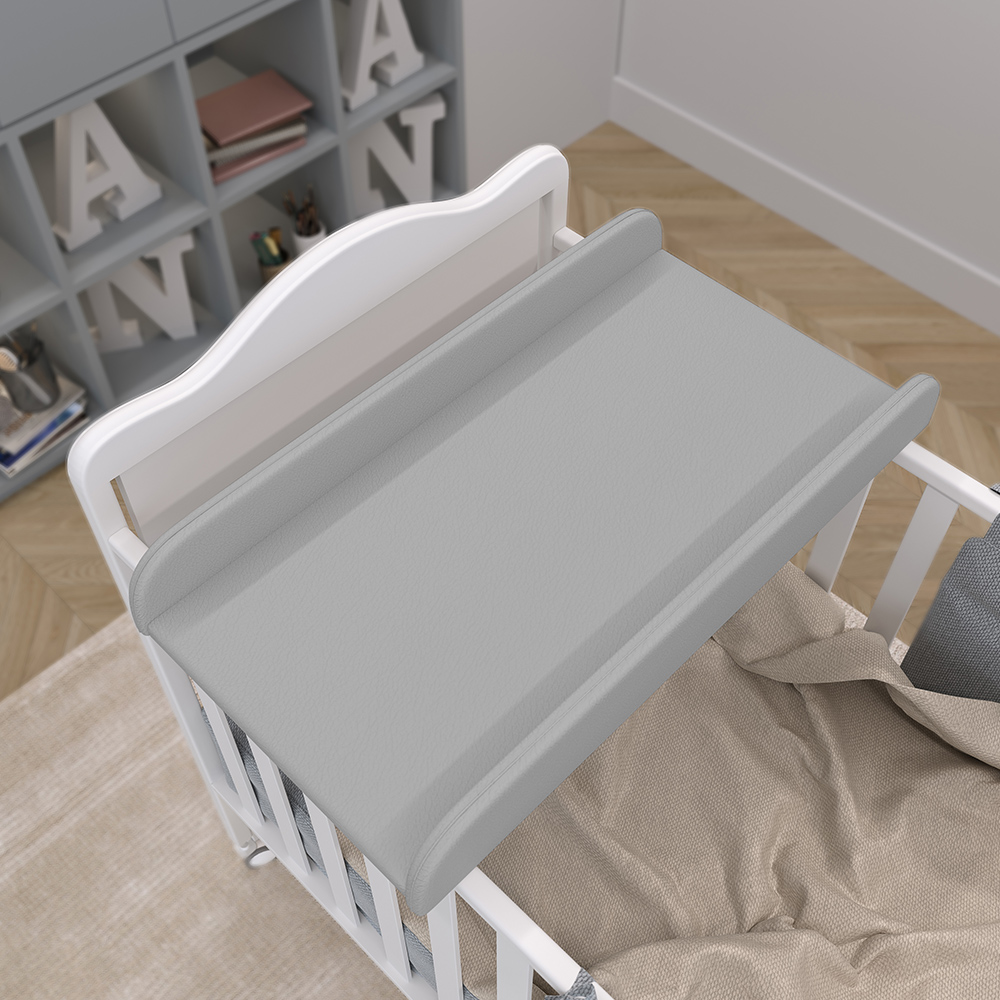 Trocador De Fraldas Almofadado Para Berço P02 Cinza - Lyam Decor