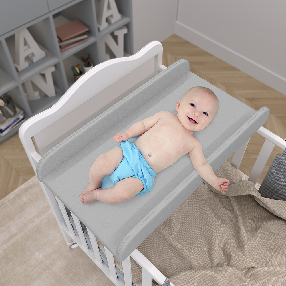 Trocador De Fraldas Almofadado Para Berço P02 Cinza - Lyam Decor