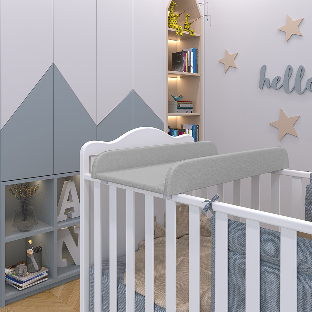 Trocador De Fraldas Almofadado Para Berço P02 Cinza - Lyam Decor