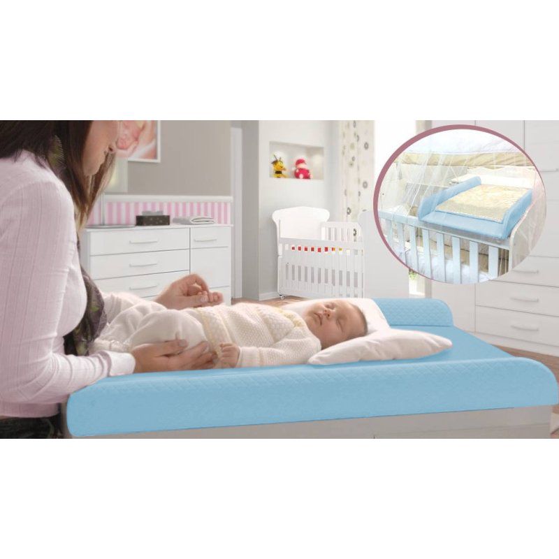Trocador de Fraldas Almofadado para Berço Corino Azul P02 - Lyam Decor