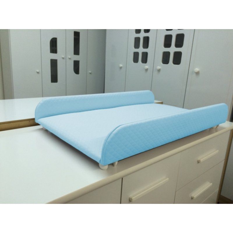 Trocador de Fraldas Almofadado para Berço Corino Azul P02 - Lyam Decor