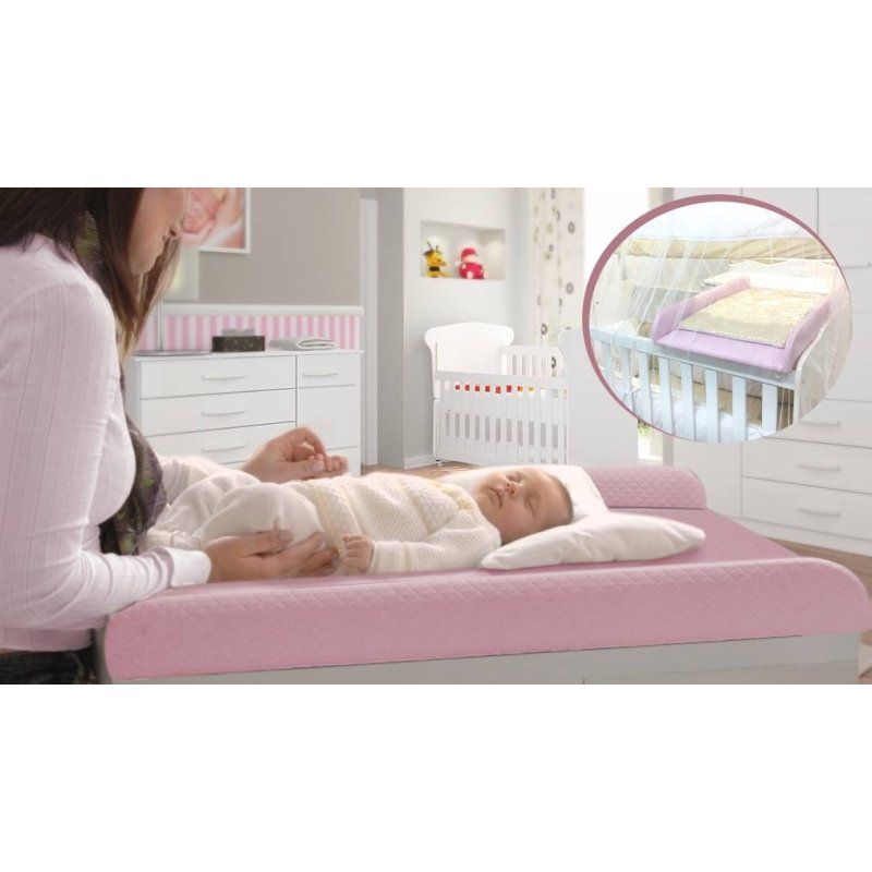 Trocador de Fraldas Almofadado para Berço Corino Rosa P02 - Lyam Decor