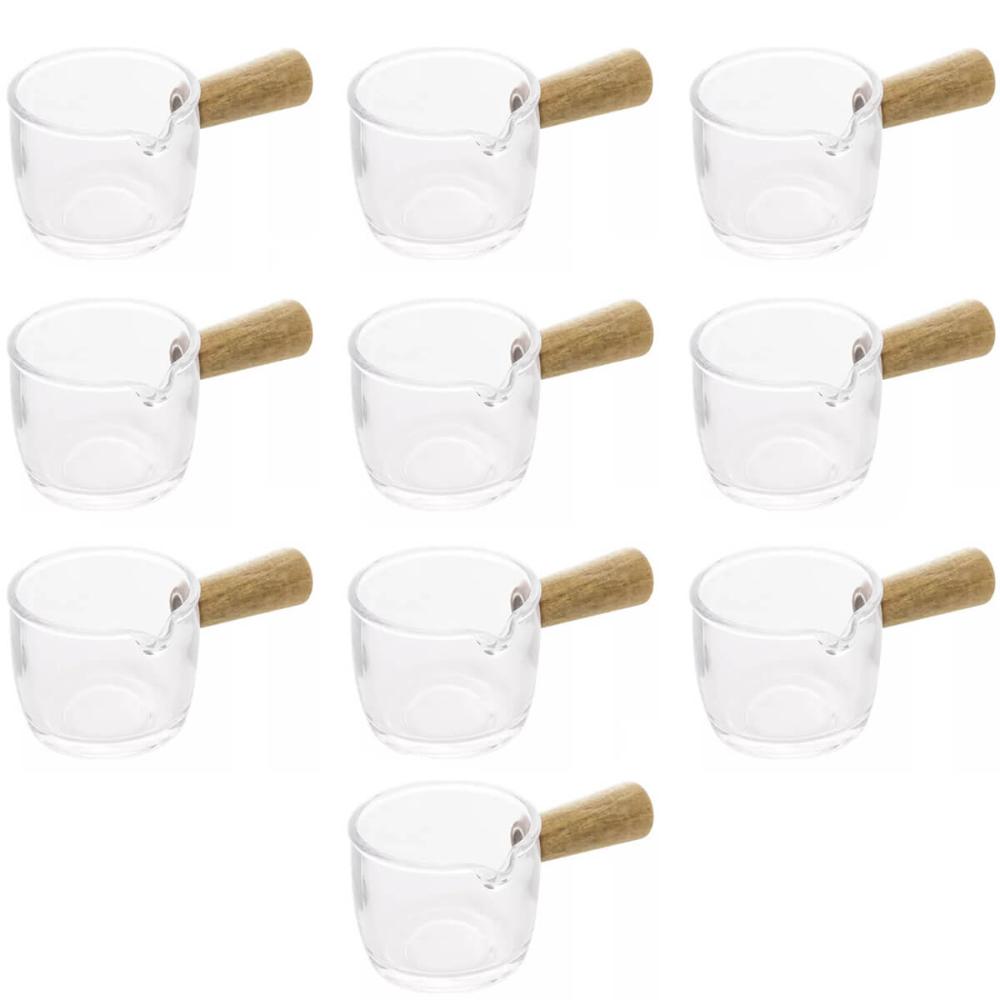 10 Molheiras Cremeira de Vidro 100ml Cabo de Bambu Lyor Cald