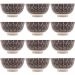 12 Bowls de Porcelana Lyor Sobremesa Cumbucas 410ml Decoradas Egypt Pretas