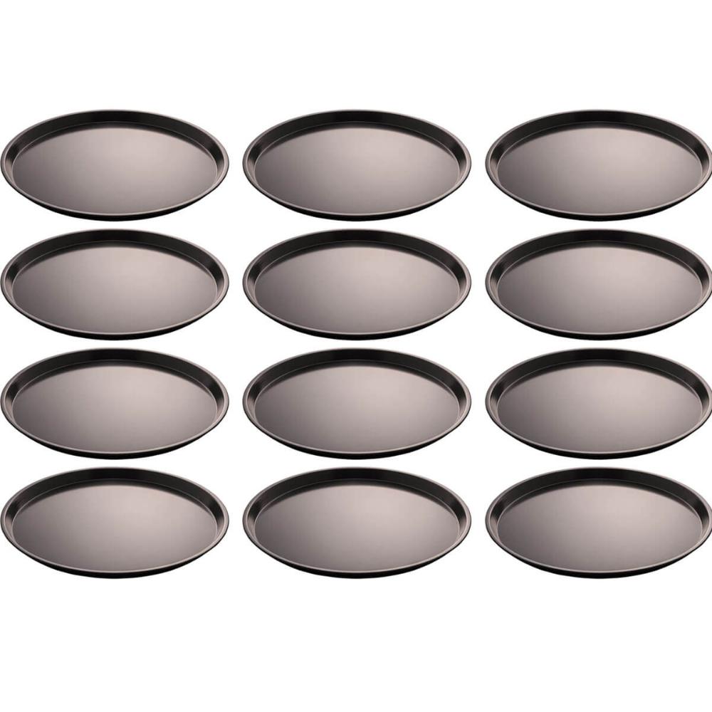 12 Formas para Pizza 36cm Lyor Preto Assadeiras Antiaderente