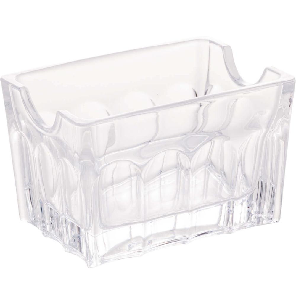 12 Porta Sachês Vidro Faces Lyor 8x5,5cm Suporte Chá Açúcar Sal Mesa Transparente